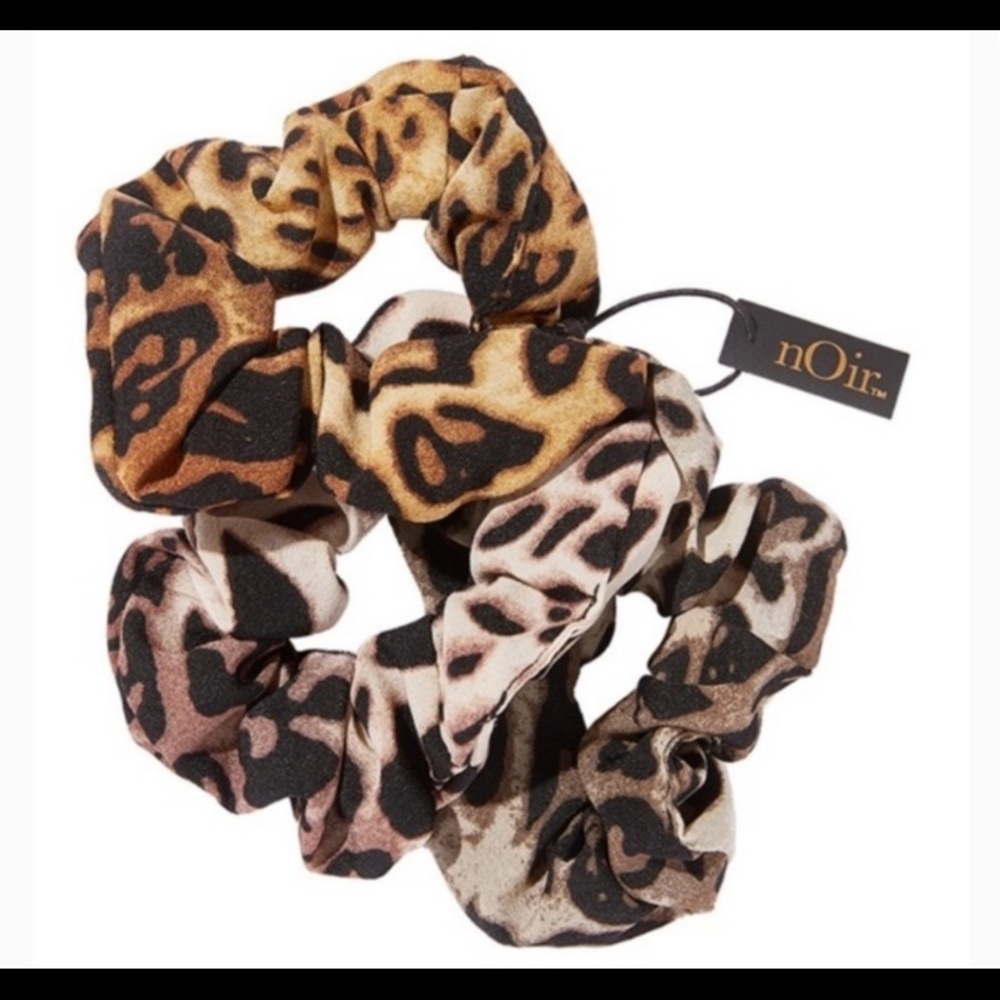 Noir 3pk Hair Scrunchies - Animal Print
